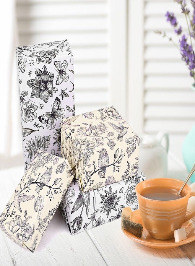 Bolsome 12 Sheets 28 * 20 Inches Vintage Flowers Wrapping Paper Retro Wildflower Bird Butterfly Printed Gift Wrap Paper for Birthday Spring Holidays Wedding Bridal Shower DIY Craft - Image 4